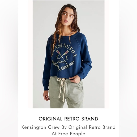 NWT Free People X Retro Brand Kensington Crewneck Sweatshirt Size Large - Picture 3 of 14